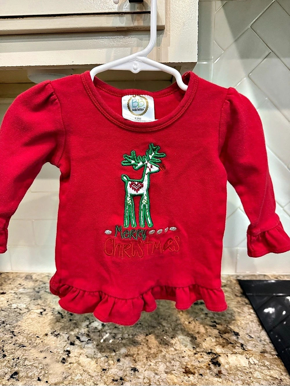 Carter's Girls Christmas Ruffle Top in Red Like New